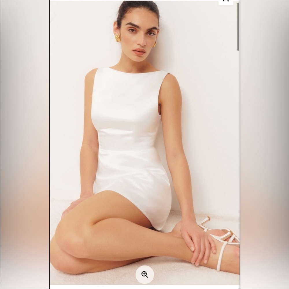 NWT House of Harlow 1960 Ivory Satin Mini Dress